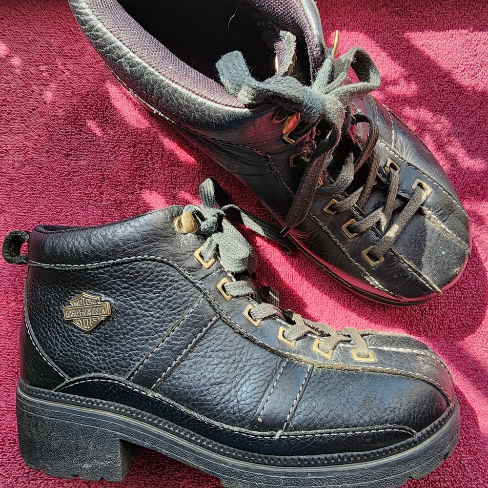 Harley-Davidson Black Leather Ankle Boots